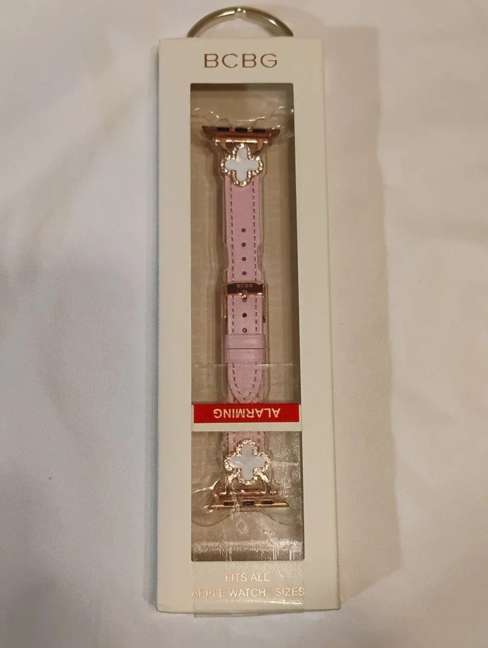 BCBG Pale Pink Leather Apple Watch Strap with Rose Gold Hardware